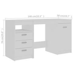 vidaXL Engineered Wood Desk (140 x 50 x 76 cm, White)