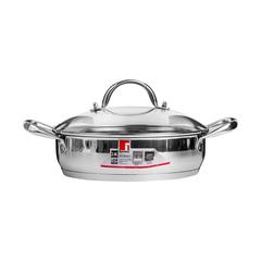 Bergner Gourmet Induction Stainless Steel Shallow Pot W/Glass Lid (24 cm)