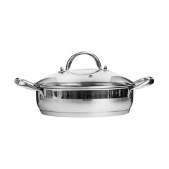 Bergner Gourmet Induction Stainless Steel Shallow Pot W/Glass Lid (24 cm)