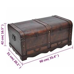 vidaXL Treasure Chest Wood Brown 90x51x42 cm