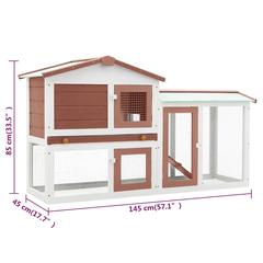 vidaXL Firwood Outdoor Rabbit Cage (145 x 45 x 85 cm, Brown & White)