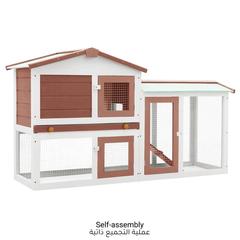 vidaXL Firwood Outdoor Rabbit Cage (145 x 45 x 85 cm, Brown & White)