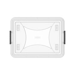 Cosmoplast Clear Plastic Stackable Storage Box W/Wheels & Lockable Lid (55 L, Transparent)
