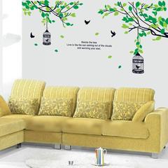 StickieArt Green Leaves Bird Cage Wall Sticker (60 x 90 cm)