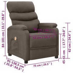 vidaXL Massage Reclining Chair Grey Faux Leather