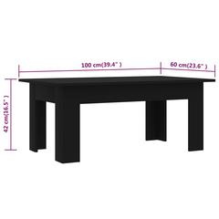 vidaXL Engineered Wood Coffee Table (100 x 60 x 42 cm, Black)