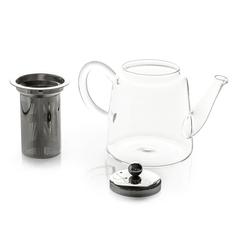Luigi Ferrero Coffeina Metal & Glass Tea Pot W/Strainer, FR-8101T (1 L)