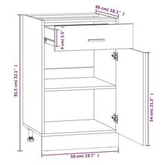 vidaXL Drawer Bottom Cabinet Brown Oak 50x46x81,5 cm Engineered Wood