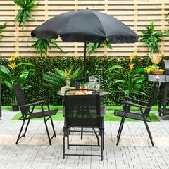 Eliza 4-Seater Steel Patio Set W/Umbrella Danube Home