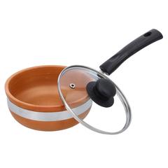 Olsenmark Traditional Cookware Clay Sauce Pan W/Glass Lid, OMCP6018 (500 ml)