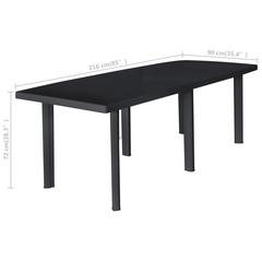 vidaXL Plastic Garden Table (216 x 90 x 72 cm, Anthracite)