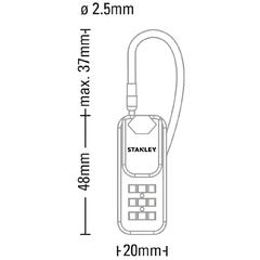 Stanley Zinc 3-Dial Combination TSA Wire Padlock (20 mm)