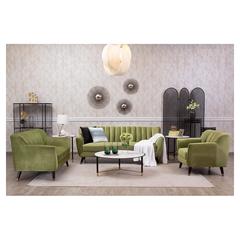 Delta 2-Seater Velvet Fabric & Wood Sofa Pan Emirates