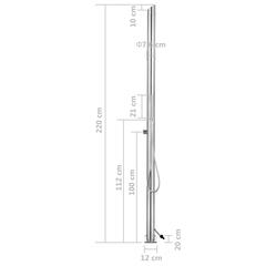 vidaXL Garden Shower with Brown Base 225 cm Stainless Steel (80 x 62 x 5 cm)