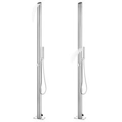 vidaXL Garden Shower with Brown Base 225 cm Stainless Steel (80 x 62 x 5 cm)
