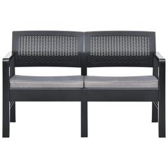 vidaXL 2-Seater Plastic Garden Bench W/Cushions (120 x 58 x 75 cm, Anthracite)