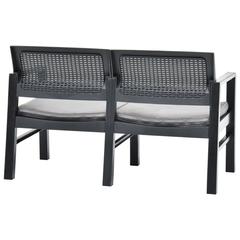 vidaXL 2-Seater Plastic Garden Bench W/Cushions (120 x 58 x 75 cm, Anthracite)