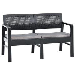 vidaXL 2-Seater Plastic Garden Bench W/Cushions (120 x 58 x 75 cm, Anthracite)