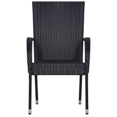 vidaXL 9 Piece Garden Dining Set Black (200 x 90 x 74  cm)