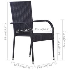vidaXL 9 Piece Garden Dining Set Black (200 x 90 x 74  cm)