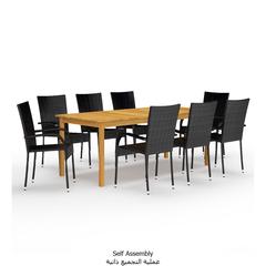 vidaXL 9 Piece Garden Dining Set Black (200 x 90 x 74  cm)