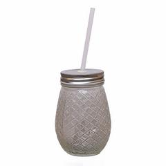 Pan Emirates Gem Glass Jar W/Straw (500 ml)