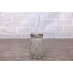 Pan Emirates Gem Glass Jar W/Straw (500 ml)