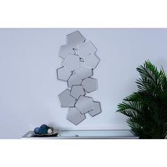 مرآة حائط ديكور على شكل خماسي حول الإمارات (فضي ، 56 × 122 سم)