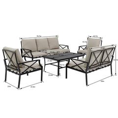 Torino 7-Seater Steel Sofa Set W/Cushions Danube Home