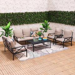 Torino 7-Seater Steel Sofa Set W/Cushions Danube Home