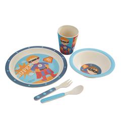Superboy Bamboo Fibre Kids Dinner Set (Set of 5, Multicolored)