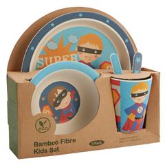 Superboy Bamboo Fibre Kids Dinner Set (Set of 5, Multicolored)