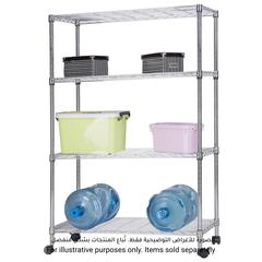 Mobile 4-Shelf Storage Unit W/Wheels (76 x 36 x 120 cm, Silver)