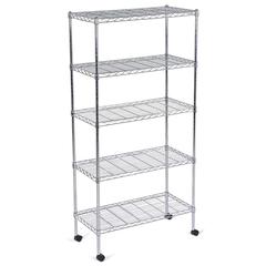 Mobile 5-Shelf Storage Unit (76 x 35.5 x 152 cm, Silver)