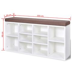 vidaXL Shoe Storage Bench 10 Compartments White