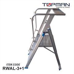 Topman Aluminum Rolling Warehouse 4-Step Ladder, RWAL-4 (173 x 90 x 173 cm)