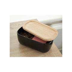 iDesign Eco Office Ceramic Bin with Lid (Black)