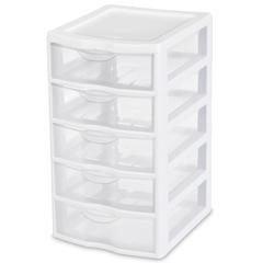 Sterilite 5-Drawer Unit (22 x 18 x 28 cm, Clear)