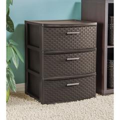 Wide Weave 3-Tier Drawer Tower (74 x 48 x 58 cm)