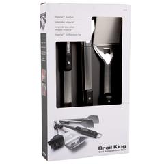 Broil King Imperial Grill Tool Set (48 x 28 x 7 cm, Set of 4, Black & Silver)