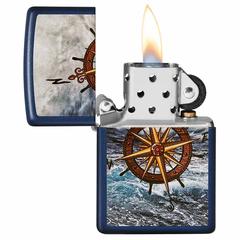 Zippo Compass Design Windproof Lighter, 49408 239 (Navy Blue Matte)