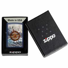 Zippo Compass Design Windproof Lighter, 49408 239 (Navy Blue Matte)