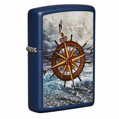 Zippo Compass Design Windproof Lighter, 49408 239 (Navy Blue Matte)
