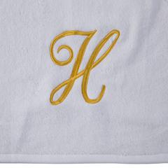 Truebell Monogram Letter ‘H’ Bath Towel (White, 70 x 140 cm)