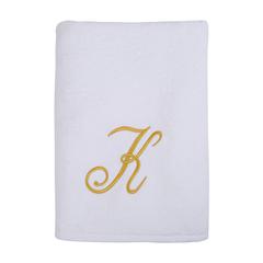 Truebell Monogram Letter ‘K’ Bath Towel (White, 70 x 140 cm)