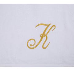 Truebell Monogram Letter ‘K’ Bath Towel (White, 70 x 140 cm)