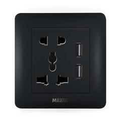 Milano 16A Single Universal Socket W/Dual Usb (3 x 3 cm)