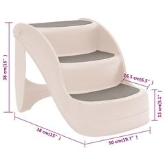 vidaXL Folding 3-Step Dog Stairs Cream 50x38x38 cm Plastic