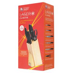 Richardson Sheffield Laser Cuisine Knife & Scissor Blocks Set (35.5 x 16.5 cm, Light Wood, Black & Silver, Pack of 7)