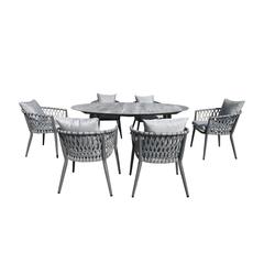 6-Seater Aluminum Dining Set W/Cushions Creative Living